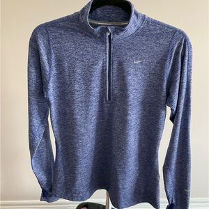 NIKE, dri -FIT, half zipper, top, active wear, purple for women.